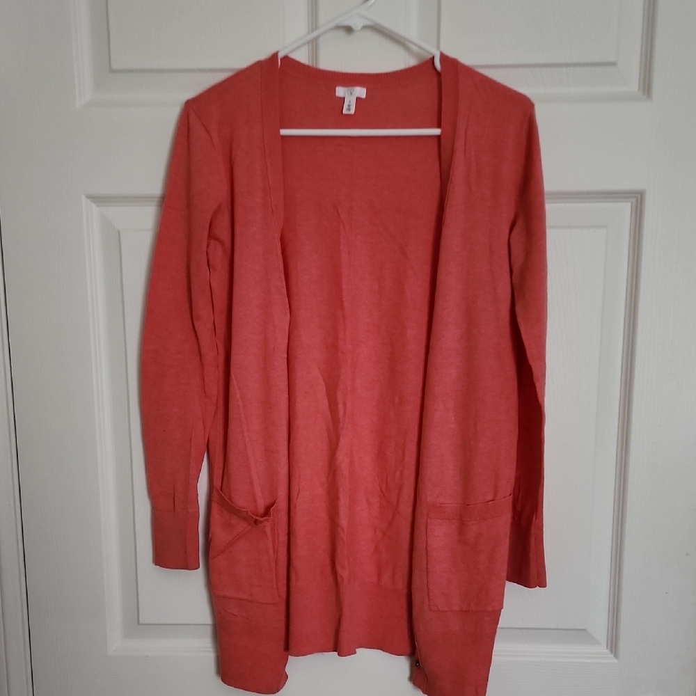 Pink Open-Front Long Cardigan Sweater